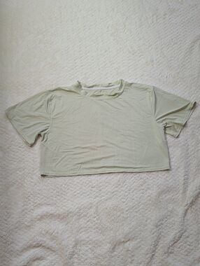 Women's Cropped Crewneck Tee in Pale Sage